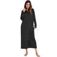 thumbnail image 1 of Women Zipper Robe Long Sleeves Hooded Loungewear Full Length Sleepwear Pockets Housecoat Long Soft Bathrobe, 1 of 6