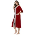 thumbnail image 1 of Women Zipper Robe, PUTUO Robes for Women, Soft Robe with Pockets Nightgown 3/4 Sleeves Zipper Front Womens Robes Lightweight Housecoat, 1 of 6