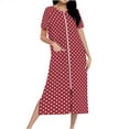thumbnail image 1 of Women Zipper Robes Bathrobe Star Lightweight House Coat with Pocket Soft Nightgown Short Sleeve Nightdress, 1 of 7
