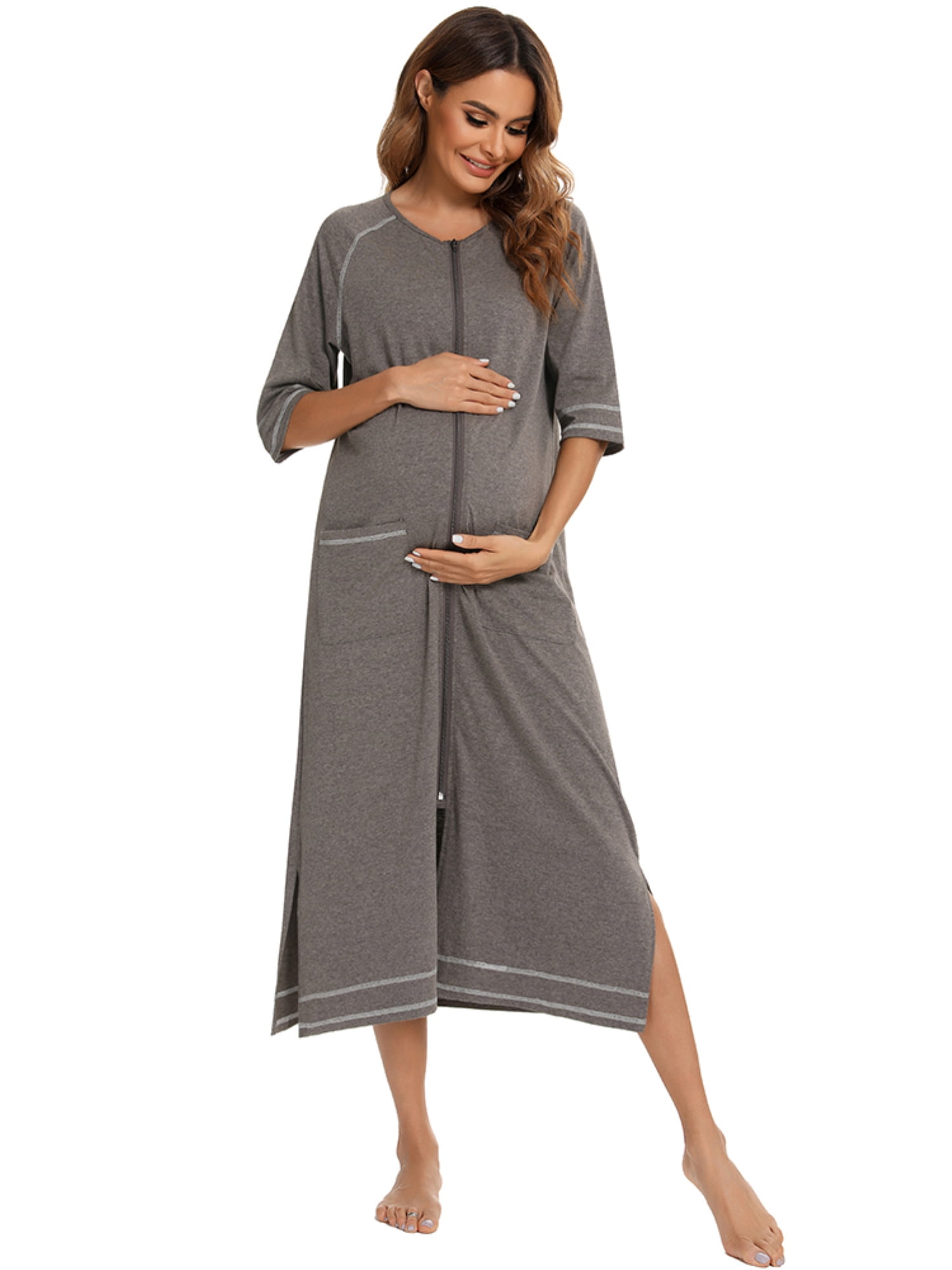 Urali® 100% Cotton Feeding / Maternity Night Gown (Sea Green, XL) - Urali