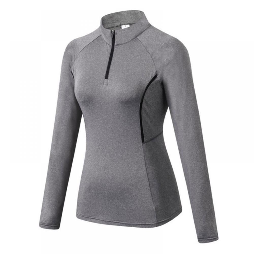 8455 Zipper Design Long Sleeve Sports T-shirt Quick-drying Women Fitness  Yoga Top - Orange XL