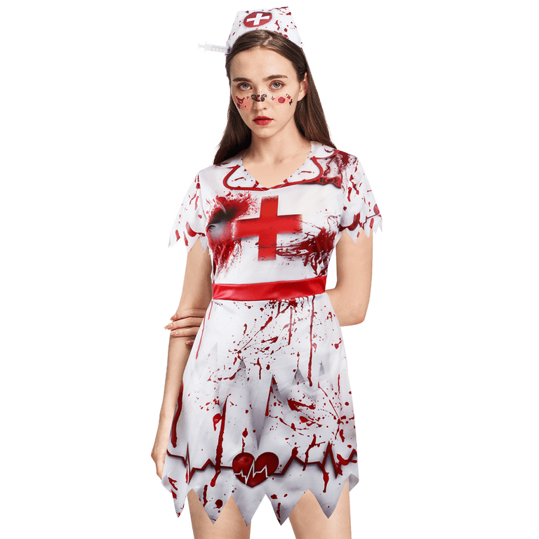 Zombie Nurse Costume Adult White Red Zombie Nurse Costume Adult White Red