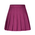 thumbnail image 1 of Women and Girl Short Skirts High Waist Pleated Skater Tennis Skirt Summer Solid Color Cotton Linen Skirt Anti-Exposure Safety A Line Mini Skirts, 1 of 9