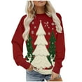 thumbnail image 1 of Women and Men Christmas Tops Christmas Tree Sweaters Printed Knit Shirts Fleece Thicken Sweatshirt Merry Christmas Pullover Christmas Couple Outfits, 1 of 9