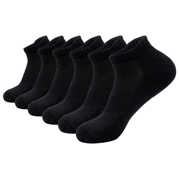 Women and Men Cotton No Show Socks Low Cut Anti-slip Casual Athletic Ankle Socks for Running Golf Baseball 6 PC Black 8-10(Free Size)