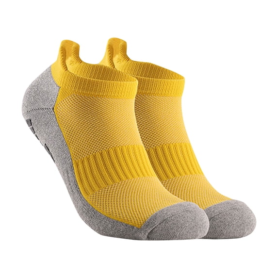 Women and Men Cotton No Show Socks Low Cut Anti-slip Casual Athletic Ankle Socks for Running Golf Baseball 1 PC Yellow