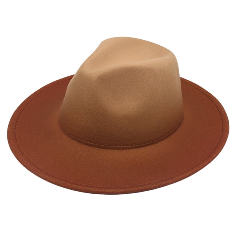 Gradient Wide Brim Panama Fedora Vikodah Red Black Two-Color-Gradient-Fedora-Hat with Belt  main image 3