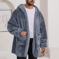 thumbnail image 1 of Women and Men Hooded Fuzzy Cardigan, Unisex Oversized Loungewear Fuzzy Fleece Blanket Hoodie Outwear Jacket with Pockets Gray S, 1 of 9