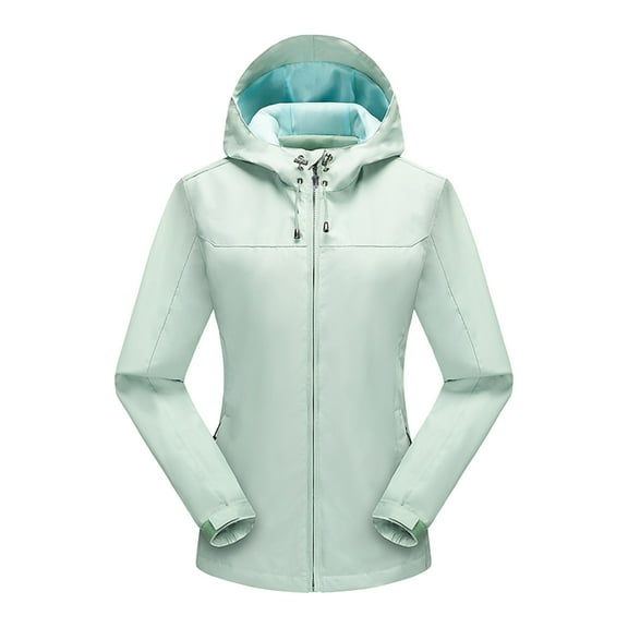 Women and Men Windproof Hood Winter Coats Plus Size Long Sleeve Slim Wear Outdoor Hiking Ski Leisure Warm Jackets (L, Mint Green)