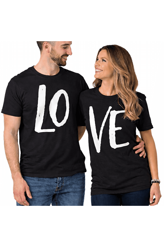 Women and Men's Shirts Matching Couple Love - LO & VE - Valentine T-Shirt