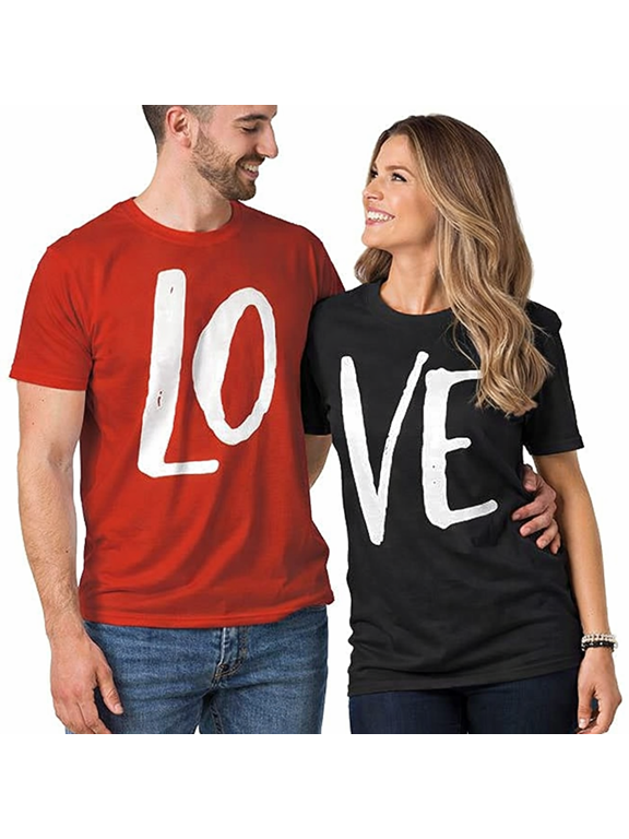 Women and Men's Shirts Matching Couple Love - LO & VE - Valentine T-Shirt