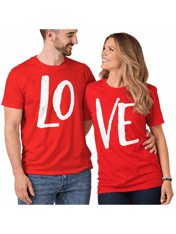 Women and Men's Shirts Matching Couple Love - LO & VE - Valentine T-Shirt