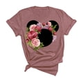 thumbnail image 1 of Women and Teen Floral Mickey Flower Shirt Adult Women Ladies Boho Character Tshirt (Mauve, 3X Large), 1 of 2