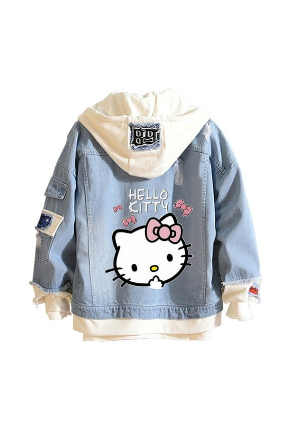 Women and men Cowboy Jacket Hello Kitty Hoodie Spring and Autumn KT Cat Sweet Top