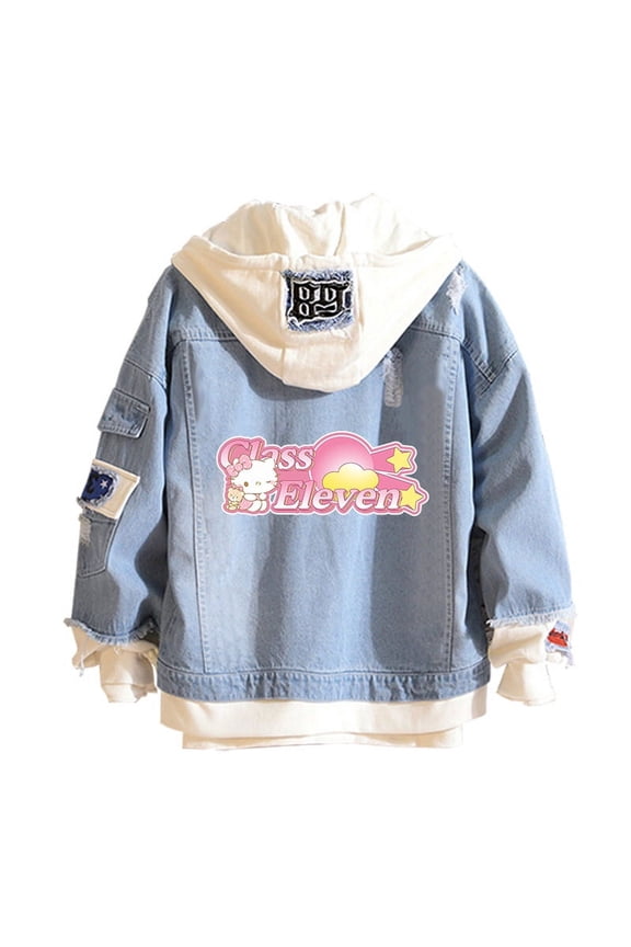 Women and men Cowboy Jacket Hello Kitty Hoodie Spring and Autumn KT Cat Sweet Top