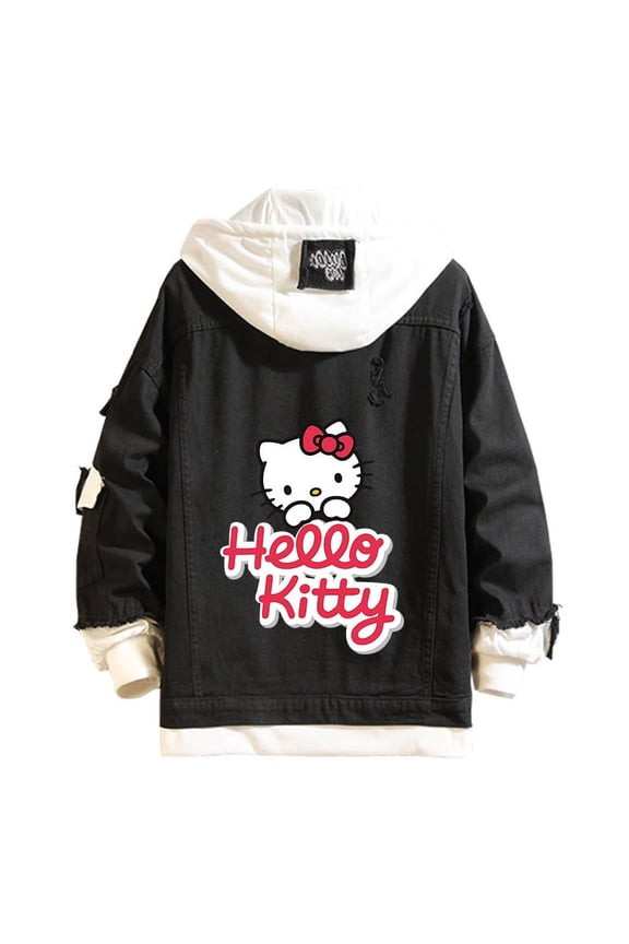 Women and men Cowboy Jacket Hello Kitty Hoodie Spring and Autumn KT Cat Top