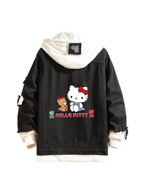 Women and men Cowboy Jacket Hello Kitty Hoodie Spring and Autumn KT Cat Top
