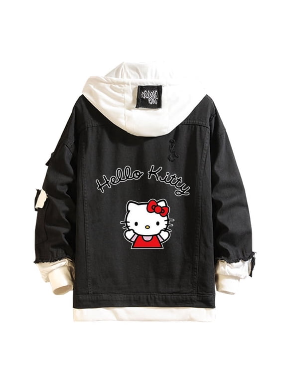 Women and men Cowboy Jacket Hello Kitty Hoodie Spring and Autumn KT Cat Top