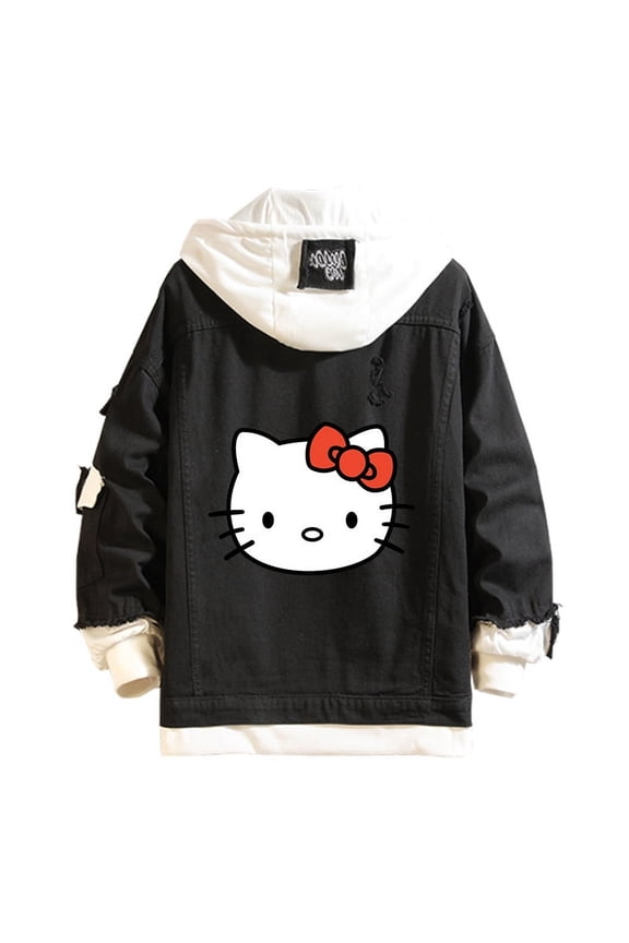 Women and men Cowboy Jacket Hello Kitty Hoodie Spring and Autumn KT Cat Top