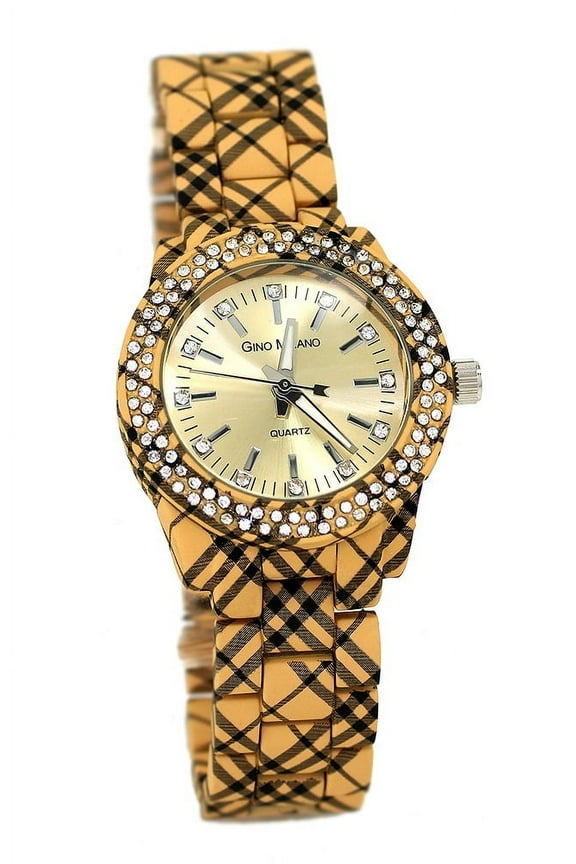Women butter scotch plaid pattern clubbing watch 36mm, 14mm thick case