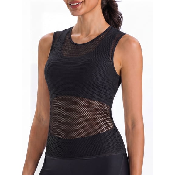 Qualidyne Women’s Sleeveless Cycling Base Layer, Ultra-Light Mesh Bike Undershirt with Quick-Dry Moisture-Wicking Stretch