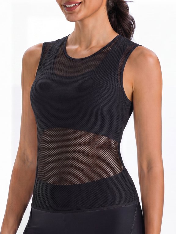 Women’s Sleeveless Cycling Base Layer, Ultra-Light Mesh Bike Undershirt with Quick-Dry Moisture-Wicking Stretch
