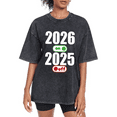 thumbnail image 1 of Women e Washed 2026 On Off Theme Graphic Tee T Shirt White Green Red Pattern Tops Short Sleeve Round Neck Black S-2XL Plus Size, 1 of 5