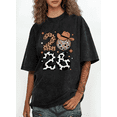 thumbnail image 1 of Women e Washed Shining 2026 Cowboy Theme Graphic Tee T Shirt Leopard Pattern Tops Short Sleeve Round Neck Black S-2XL Plus Size, 1 of 5