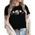 thumbnail image 1 of Women fun Delicate Pastel Wildflower Graphic Tees T Shirt Tops Round neck Printed Cotton T Shirt Black S-5XL, 1 of 5