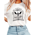 thumbnail image 1 of Women fun In My Fantasy Era Dragon Book Moon Black Line Art Front Print Graphic Tees T Shirt Tops Round-neck Printed Cotton T-Shirt White S-5XL, 1 of 4
