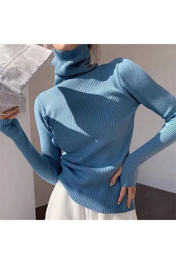 Women heaps collar Turtleneck Sweaters Autumn Winter Slim Pullover Women Basic Tops Casual Soft Knit Sweater Soft Warm Jumper