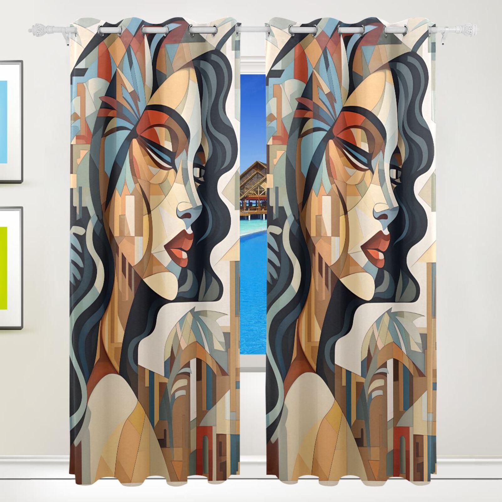 Women in Brown Black Out Curtains 84 Inch Length for Bedroom Living Room Windows 2 Panels Set