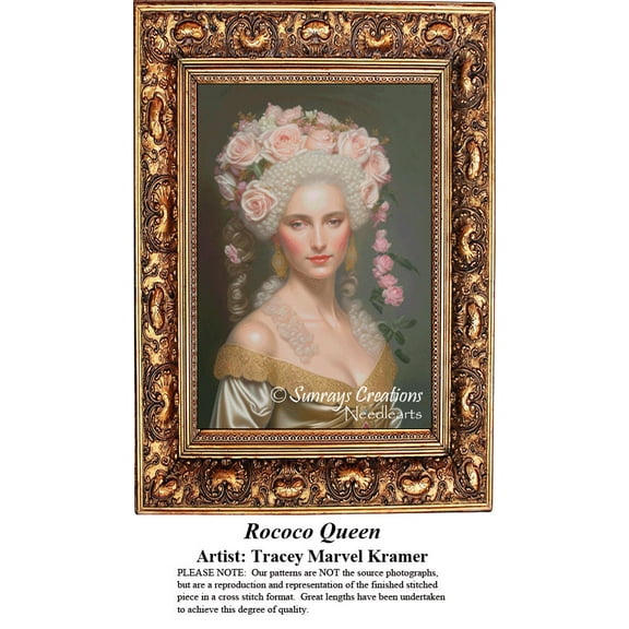 Women in Cross Stitch Patterns | Rococo Queen (Pattern Only, You Provide The Floss and Fabric)