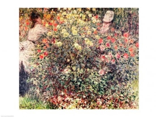 Women in the Flowers 1875 Canvas Art - Claude Monet (36 x 24)