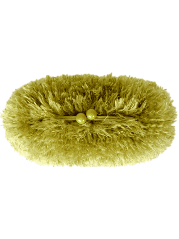 Women kisslock Faux Fur soft fluffy Clutch bag winter warm fuzzy fur pouch frame clasp bag lemon yellow