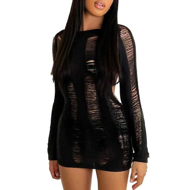 Sexy Solid Color Hollow Out O Neck Dresses Sexy Solid Color Hollow Out O Neck Dresses