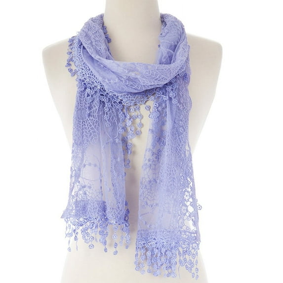 Women lightweight lace teardrop fringe Lace Scarf Vintage Scarf Mesh Crochet Tassel Scarf for Women
