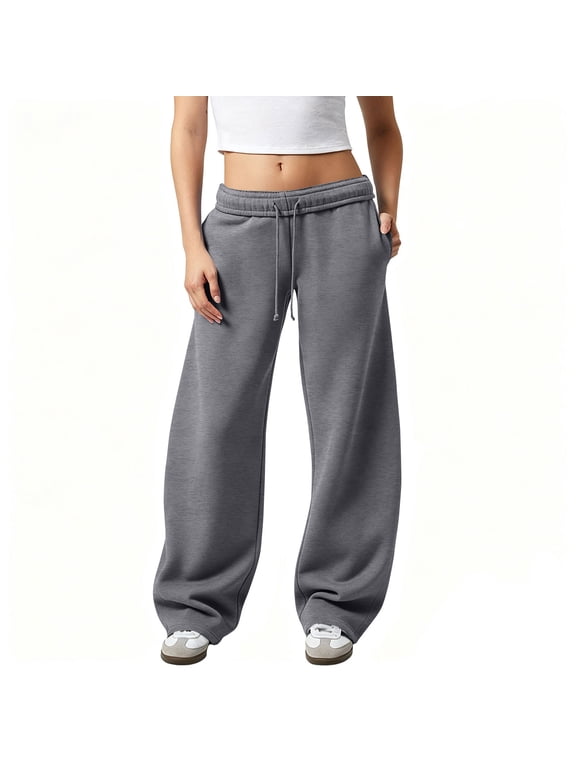 Women low rise sweatpants Y2K Interior Drawstring Baggy Barrel Sweatpants Casual Lightweight Sweatpants for Women Womens Fall Clothes with Pockets
