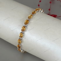 Women Citrine Oval Cut Gemstone Tennis Bracelet,Gold Silver bridesmaid engagement Gift for Her