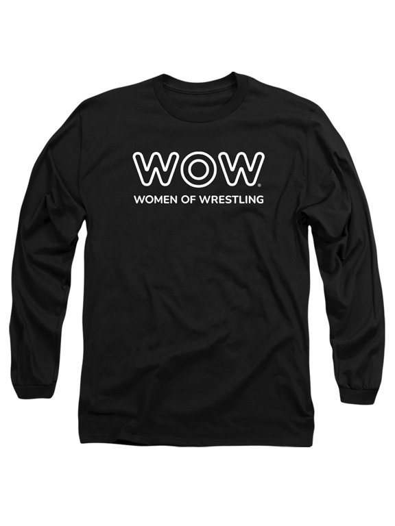 Women of Wrestling Official Single Color Logo Unisex Adult Long-Sleeve T Shirt,Black, Large