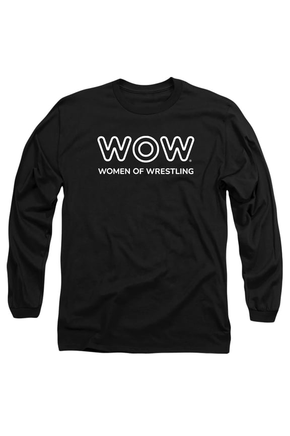 Women of Wrestling Official Single Color Logo Unisex Adult Long-Sleeve T Shirt,Black, X-Large