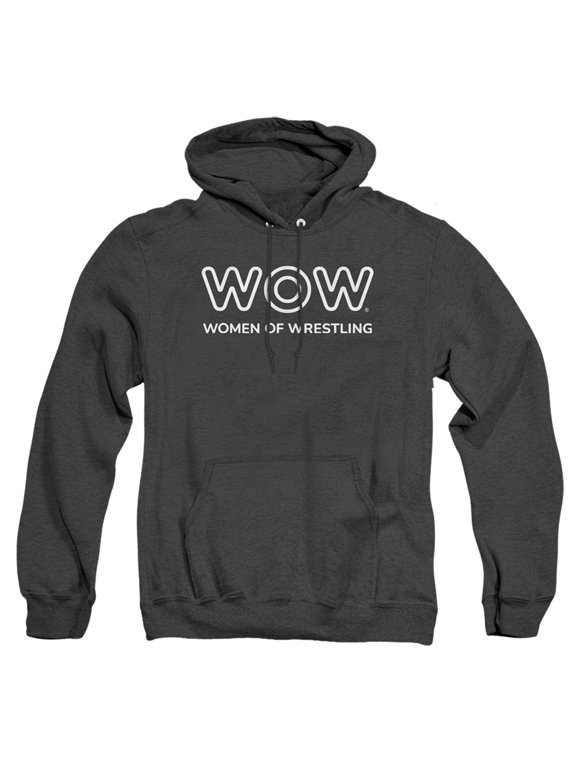 Women of Wrestling Official Single Color Logo Unisex Adult Pull-Over Heather Hoodie,Black Heather, 3X-Large