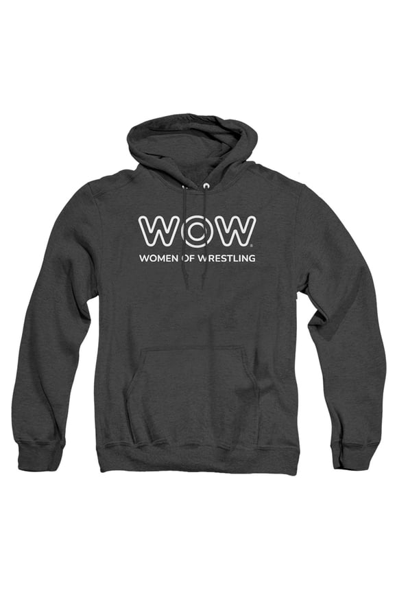 Women of Wrestling Official Single Color Logo Unisex Adult Pull-Over Heather Hoodie,Black Heather, Small