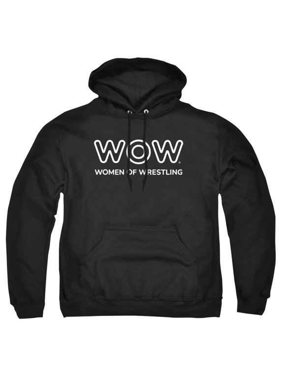 Women of Wrestling Official Single Color Logo Unisex Adult Pull-Over Hoodie,Black, Large
