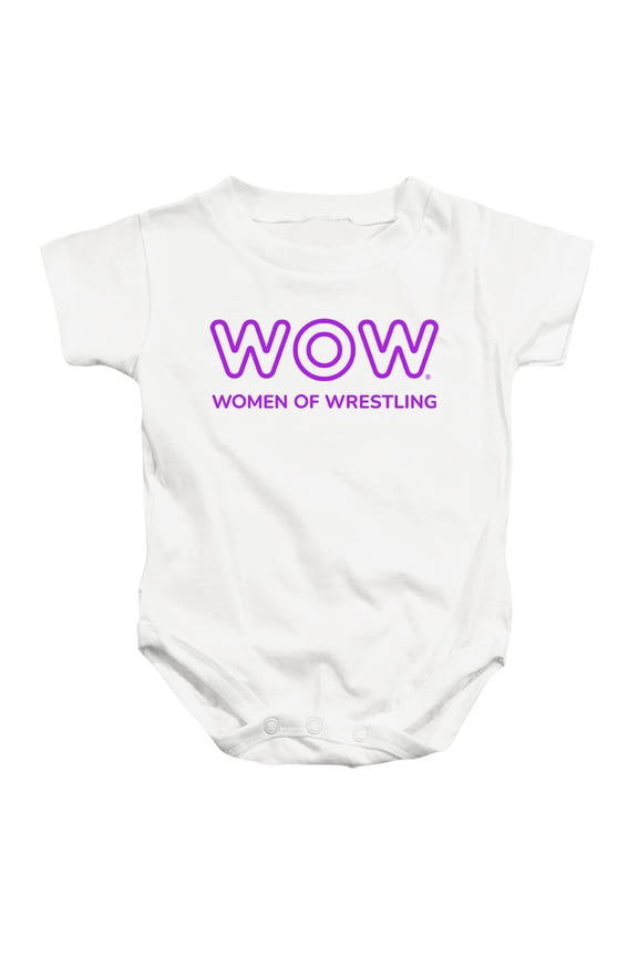 Women of Wrestling Official Single Color Logo Unisex Infant Snap Suit for Baby,White, 18 Months