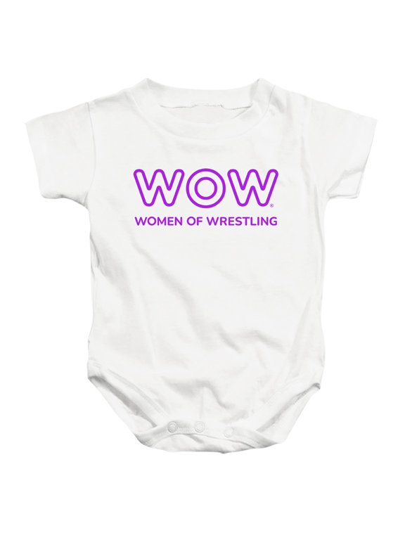 Women of Wrestling Official Single Color Logo Unisex Infant Snap Suit for Baby,White, 24 Months