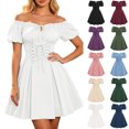 thumbnail image 1 of Women off the Shoulder Pirate Dress Pirate Costume Halloween Cosplay Halloween Costume Woman Size S-2XL, 1 of 4