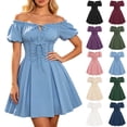 thumbnail image 1 of Women off the Shoulder Pirate Dress Pirate Costume Halloween Cosplay Halloween Costume Woman Size S-2XL, 1 of 4