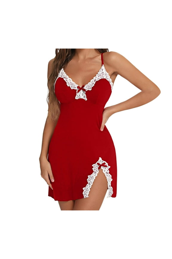 Women one_piece Lingerie Lace_Bodysuit Deep V Teddy Mini BábydollRed XXXL