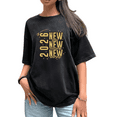 thumbnail image 1 of Women ort Sleeve Washed 2026 New Year Blessings Theme Graphic Tee T Shirt Festive Gold Pattern Tops Short Sleeve Round Neck Black S-2XL Plus Size, 1 of 5